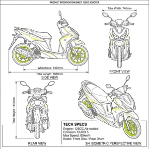 <span class=keywords><strong>Scooter</strong></span> Personalizado de 125CC con Motor de Combustión Interna, Frenos CBS, Frenos de Disco Delanteros y Traseros, 114KG, Motor Principal de Alta Velocidad, <span class=keywords><strong>Scooter</strong></span> en Stock - Product Image 5