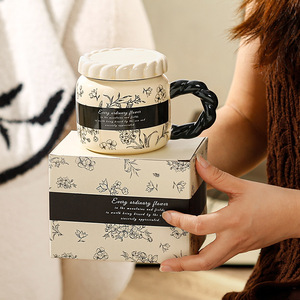 Chaozhou <b>Ceramic</b> <b>Mug</b> With Flower Pattern Retro Design For Home Office Use - Product Image 2