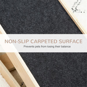 फोल्डेबल लकड़ी के पालतू रैंप समायोज्य 4-स्तर की ऊंचाई गैर-पर्ची कालीन कुत्ते रैंप एडजस्टेबल - Product Image 4