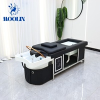 Lit de spa japonais MOOLIN avec spa pour les pieds intégré à circulation d'eau, lit de pédicure et table de lavage des cheveux pour mobilier de salon