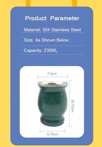 <span class=keywords><strong>Southamerica</strong></span> Brésilien Naturel 8Oz Double Paroi Isolé En Acier Inoxydable Gourde Yerba Mate Tasse À Thé Tasse Tumbler Ensemble - Product Image 6