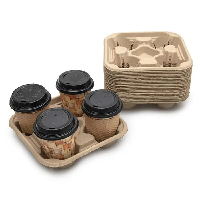 Kullan at kahve kağıt bardak tutucu tepsi gitmek için güvenilir içecek taşıyıcılar 8 32 oz fincan gıda dağıtım hizmeti restoran için Ideal