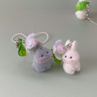 Porte-clés en peluche mignon motif lapin, fleur et parapluie, style Ins, avec impression Yiwu, pour téléphone portable et breloque de sac