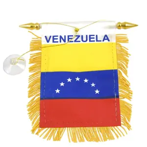 Высококачественный двухсторонний Печатный висячий флаг Venezuela Venezuelans маленькие автомобильные флаги с присоской 4x6 дюймов