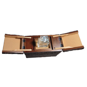 Boîte de rangement en cuir imitation écorce personnalisée de luxe monter et descendre emballage de parfum en bois boîtes de cadeau à bijoux en bois - Product Image 2