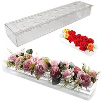Support à fleurs rectangulaire transparent en acrylique, personnalisé, pour mariage, fête, bar, restaurant, 12/16/18/24 trous, vente en gros d'usine