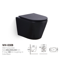 YIDA Réservoir d'eau caché noir de haute qualité Cuvette de toilette murale avec bidet rond pour WC P-Trap pour utilisation dans une villa hospitalière