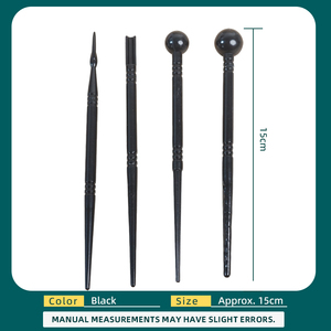 HUEVE Juego de 4 piezas de herramientas multifuncionales de plástico de doble punta para fondant, pétalos, arcilla, cerámica, manualidades, suministros de arte, color negro - Product Image 5