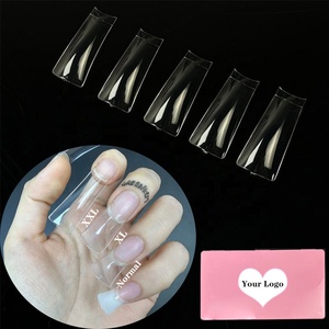 Puntas de uñas de pato Cubierta completa Flare Clear Curved Duck Feet Style Media cubierta <span class=keywords><strong>Pies</strong></span> anchos falsos Extensión francesa XL Puntas de uñas de pato - Product Image 1