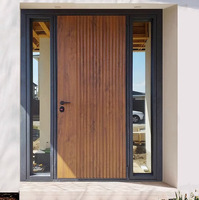 Puerta de Entrada Abatible de Aluminio Fundido Personalizada de Fábrica, Impermeable, con Aislamiento Acústico, Puerta Principal para Villa con Vidrio Lateral, Cerradura Inteligente, OEM ODM Personalizado
