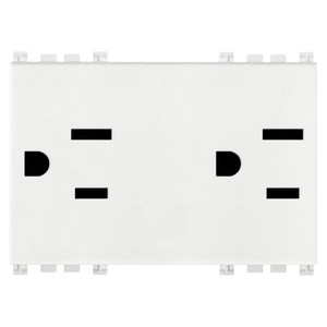 เต้ารับไฟฟ้าสีขาวแบบ 2P+T 15A มาตรฐาน USA+SASO จำนวน 2 ช่อง ขนาด 5.3x3.9x7.6 ซม. - Product Image 1