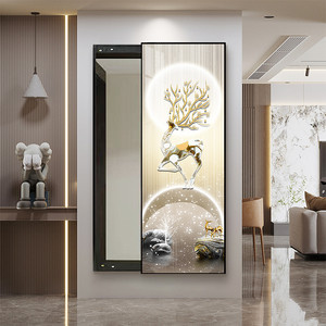 Espejo de cuerpo entero deslizante oculto de estilo Art <span class=keywords><strong>Deco</strong></span> moderno y creativo, inspirado en el lujo, con marco negro/dorado, para montar en la pared. - Product Image 3