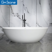 Baignoire autoportante de luxe GeMei en pierre artificielle réparable, taille personnalisable, surface solide, couleur sur mesure