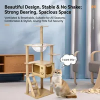 Arbre à chat multi-niveaux avec condo, bol en acrylique et poteaux à gratter