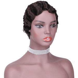 2ND สีน้ำตาลสำหรับพิกซี่วิกผมแท้ยังไม่ได้ทำสี100% บราซิลเลี่ยน<span class=keywords><strong>ผม</strong></span>บ็อบสำหรับผู้หญิงผิวดำผู้ชายนิ้ว<span class=keywords><strong>สั้น</strong></span> - Product Image 1