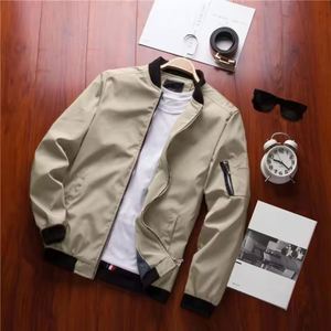 Blouson bomber décontracté pour homme en nylon enduit, coupe ample, col montant, logo frontal, manches longues, coupe-vent fin style baseball - Product Image 5