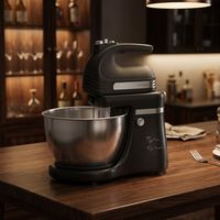 Batteur sur socle électrique sans fil en acier inoxydable avec 5 vitesses, bol mélangeur de 4,5 L, crochet pétrisseur inclus, appareil électroménager