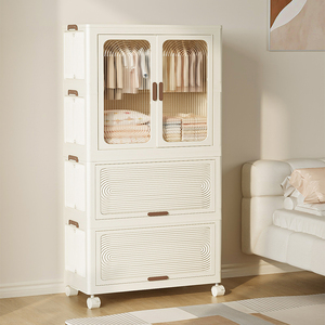 Multifunction Combinable Foldable Movable Universal Wheel Bedroom Wardrobe Transparent <strong>Door</strong> Plastic Storage Holders - Product Image 3
