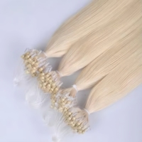Extensiones de Cabello Humano Ruso con Microperlas, Teñidas, Remy, Doble Trama, Trama Simple, Largas, Invisibles, Sin Costuras, Nano Micro Ring