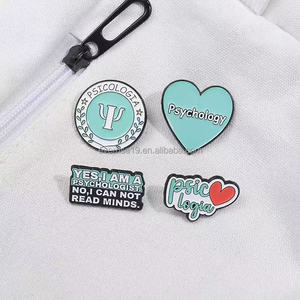 Coeur bleu psychologue symbole broche broche élégant noir Nickel métal broche impression UV pour anniversaire tenues accessoires - Product Image 2