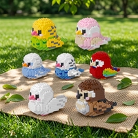 Ensemble de 7 micro-blocs de construction d'animaux : Perroquet, Ara, Nymphéa, Moineau - Modèle en briques à construire soi-même - Cadeau pour enfants et collectionneurs adultes