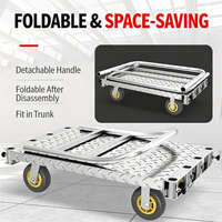 Chariot à plateforme pliable en acier à quatre roues HENITUER ST120 - Chariot à main personnalisable OEM avec clôture pour cage de stockage pour entrepôt