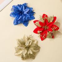 Fleurs artificielles pour sapin de Noël 14 cm, multicolores, en tissu, décoration de fêtes, intérieur/extérieur, lot en gros