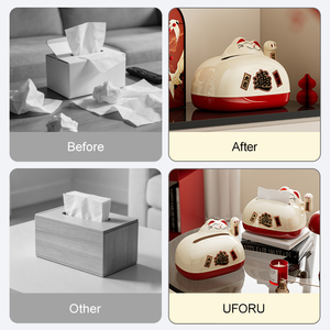 Porte-serviettes en plastique de luxe UFORU pour restaurants et hôtels, boîte à mouchoirs mignonne Maneki Neko, porte-mouchoirs pour voiture - Product Image 4