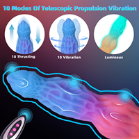 Vibrador de 10 Frecuencias con Control Remoto, Vibrador 3 en 1 Luminoso, Vibrador de Dildo de Dragón de Fantasía con Múltiples Modos