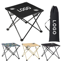 Table de camping pliante personnalisable avec logo, chaises portables en tissu Oxford, table de pique-nique promotionnelle d'extérieur avec porte-gobelets pour camping, plage, barbecue