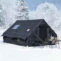 Tente gonflable de camping en plein air noire de 12 mètres carrés pour 6 à 8 personnes, portable et facile à installer