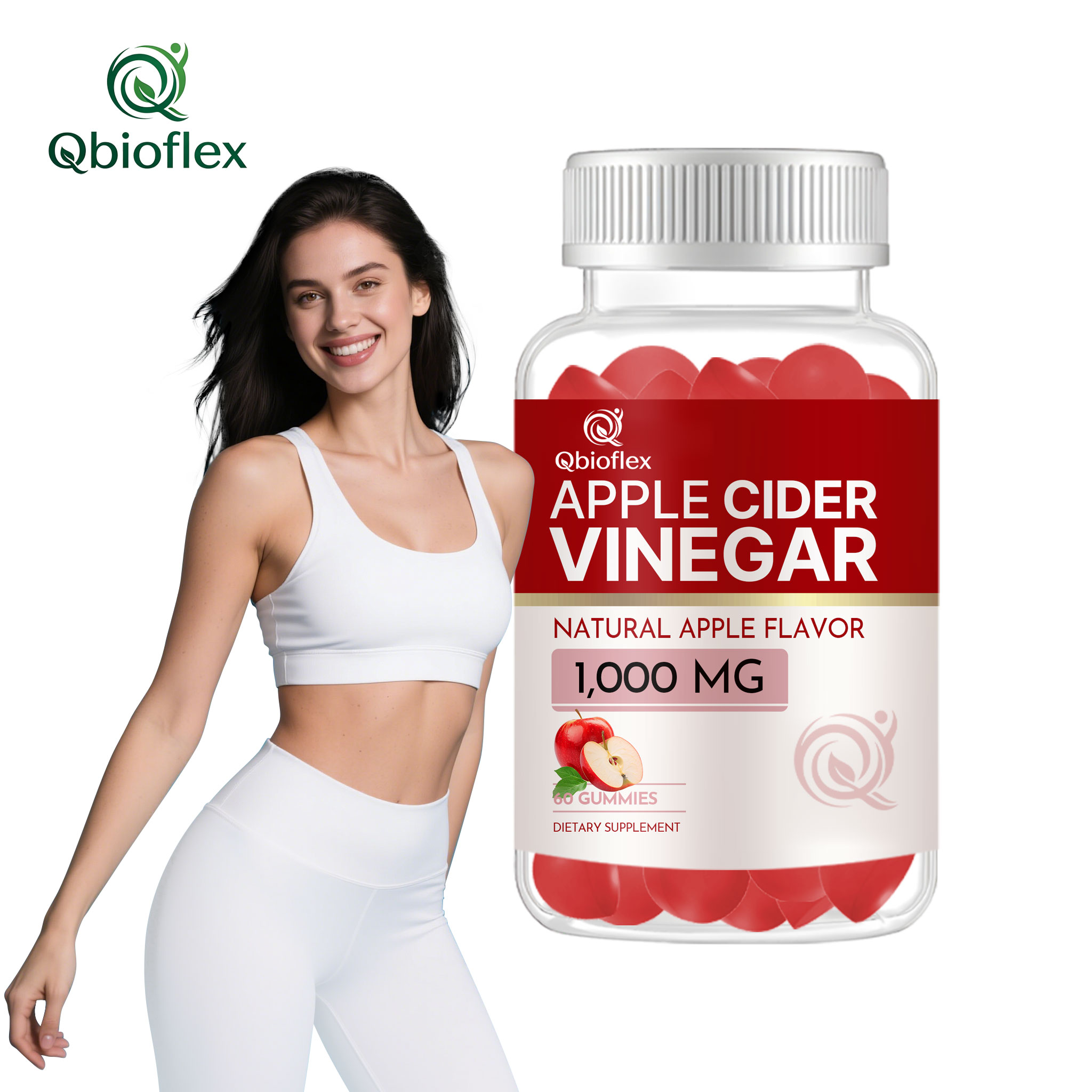 Qbioflex Flat Belly Gummies Apple Cider Vinegar Gummies Weight Loss Herbal Supplement Appetite Suppressant Weight Loss Gummies