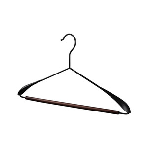 Beech Wood Wrought Iron Wide Shoulder Coat Hanger Black And Brown Hook Type For Clothes Pants Ties Home Use - Product Image 3