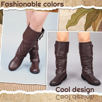 Bottes de pirate médiévales pour hommes, style Renaissance, mi-mollet, en similicuir PU, vintage, steampunk, gothique, pour Halloween et cosplay