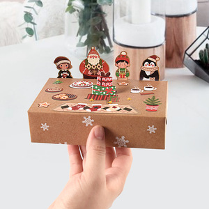 Caja de regalo navideña de lujo de alta gama, caja de recuerdo para fiesta de Navidad, caja de embalaje creativa para postres con diseño de Papá Noel y alce. - Product Image 5