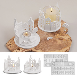 Molde de silicona DM1179 para candelabro de iglesia, molde redondo hueco para velas de té, moldes para cemento, yeso y resina artística - Product Image 3