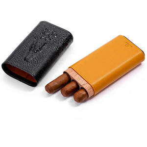 豪华皮革雪茄盒，带内置切割器的便携式旅行雪茄盒，防潮设计批发 - Product Image 5