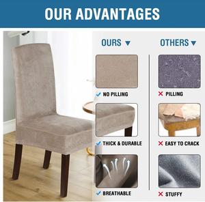 Thick Luxury Customized Dining Chair <b>Covers</b> Velvet Polyester <b>Stretch</b> Soft & Comfortable Custom Logo - Product Image 2