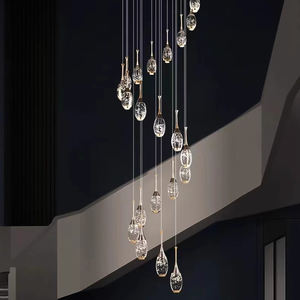 Fernbedienbare Moderne Nordische Kristall-Pendelleuchte Verstellbarer Langer Kronleuchter für Treppenhaus Hohe Decken - Product Image 3