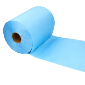 مناديل تنظيف صناعية خالية من الغبار من البوليستر، لفة كبيرة باللونين الأزرق والأبيض، قابلة للاستخدام مرة واحدة، تمتص الماء والزيت، للبيع بالجملة - Product Image 1