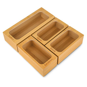 2022 High Quality Logo Customization Food Storage Bag Holder Eco-friendly Bamboo Ziplock Bag Storage Box