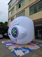 QIQU Décoration publicitaire gonflable Calavera Sugar Skull, 13 pieds de haut, imperméable et résistante aux intempéries, pour le Jour des Morts