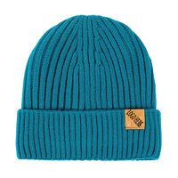 Gorro de Punto Holgado con Logo Personalizado, Imagen de Dibujos Animados, Unisex, para Invierno, con Parche de Cuero y Bordado a Mano, para Viajes