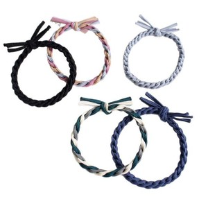 Korean and Japanese style color-blocked <b>braided</b> hair tie with thickened leather, Korean hair rope, hair <b>accessory</b>, hair - Product Image 5