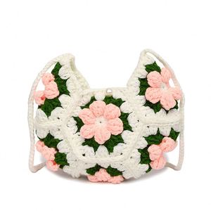 Handmade Crocheted 3D Bubble <b>Flower</b> Shoulder Crossbody Bag for Women Fresh Sweet Crescent <b>Single</b> Strap Fashionable Design - Product Image 6