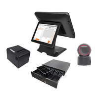 Sistema de Punto de Venta con Pantalla Táctil Dual de 15.6 Pulgadas, Terminal de Punto de Venta Todo en Uno, Sistema de Punto de Venta para Restaurantes y Comercios Minoristas