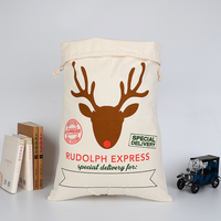 Sac de Noël en toile Rudolph le renne au nez rouge, livraison spéciale, sac cadeau de Noël, toile naturelle, surdimensionné