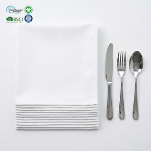 Servilletas de Cena Blancas Lavables de 18x18 Pulgadas, Tejidas a Crochet, Lisas, Teñidas, de Poliéster y Algodón, con Etiqueta de Lavado Personalizada para Banquetes de Boda - Product Image 1