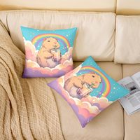 Housse de coussin mignonne en forme de capybara, 4 pièces, housse de coussin Bubble Tea, décoration Boba Tea, taie d'oreiller Kawaii, intérieur/extérieur, super doux