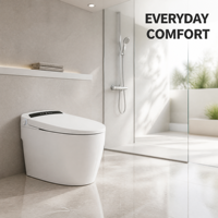 WC intelligent avec bidet intégré, couvercle à ouverture automatique, siège chauffant, chauffage instantané, séchage à l'air chaud, buse autonettoyante
